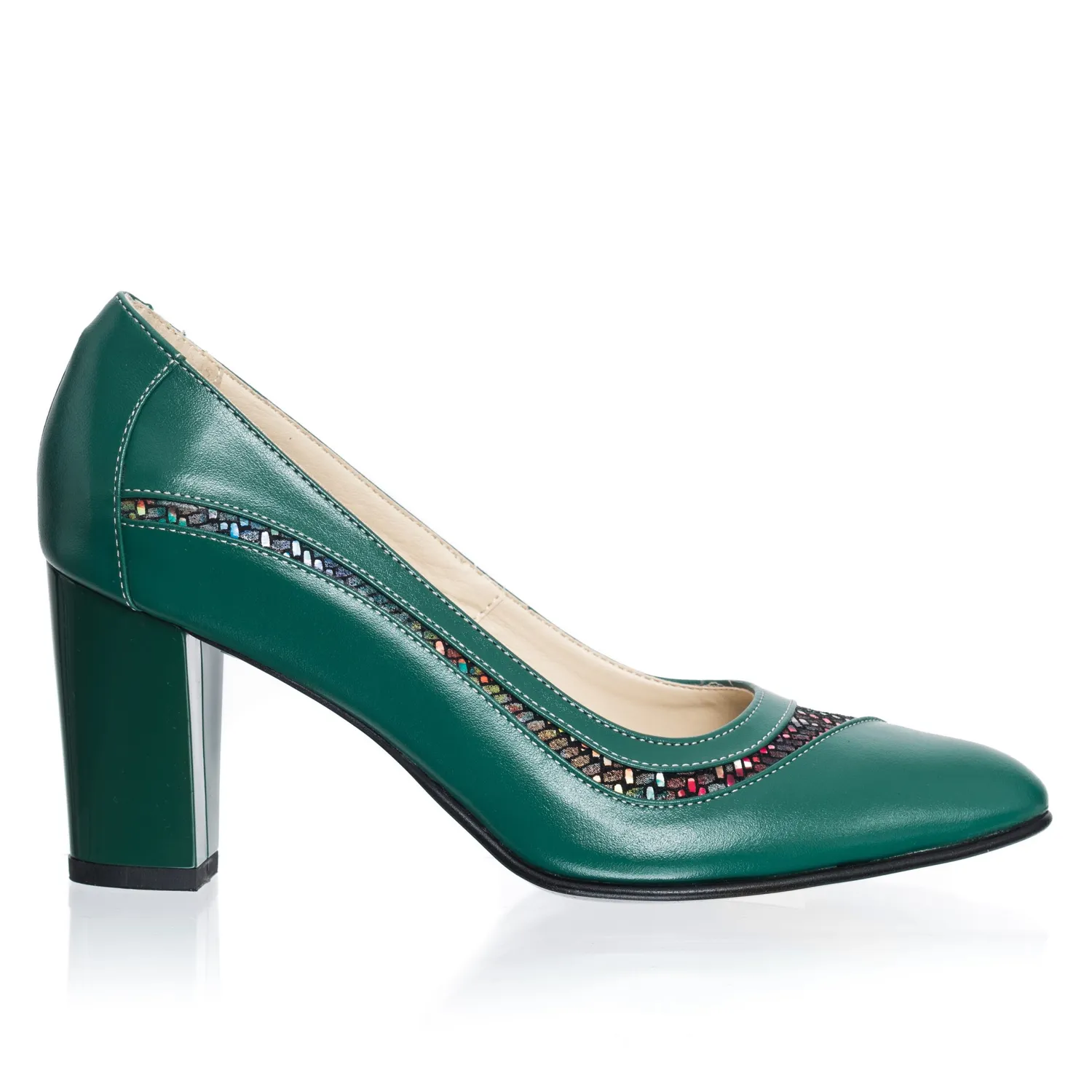 Catinca Shoes 163 VM pantofi dama piele naturala verde mozaic