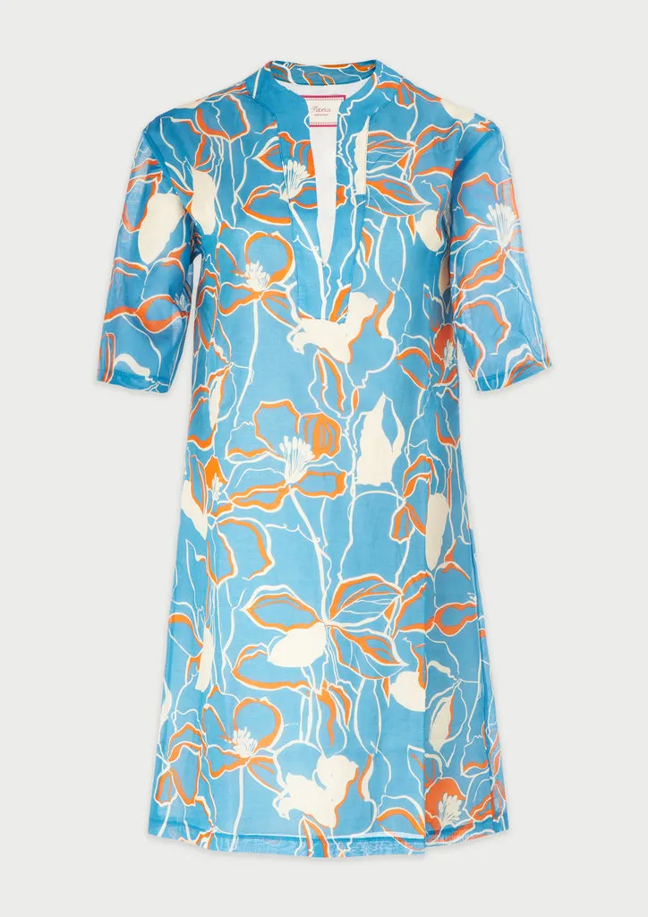 Flagelus Shan Yu Blue caftan albastru imprimat