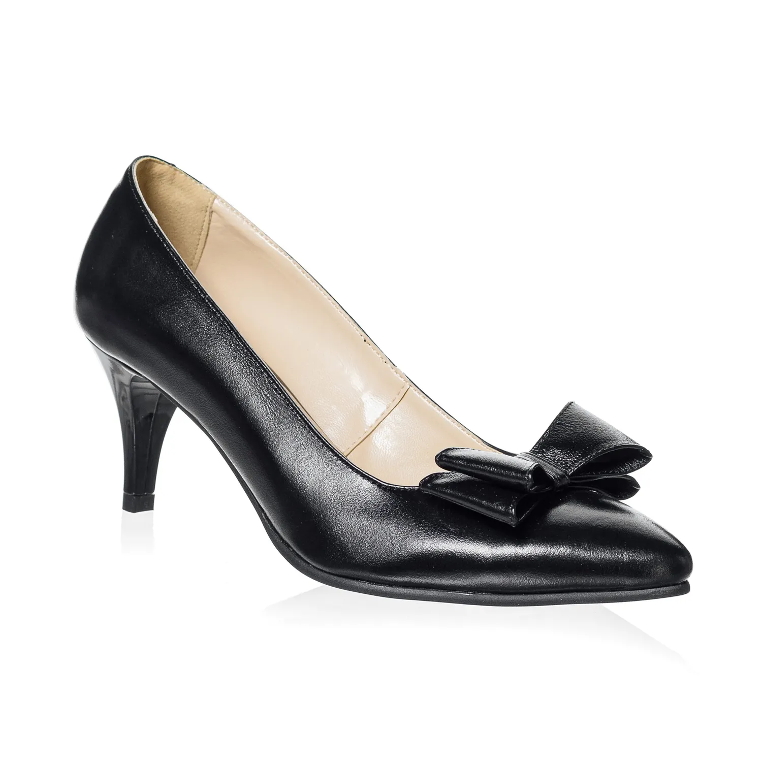 Catinca Shoes A20 NB pantofi dama piele naturala negru funda