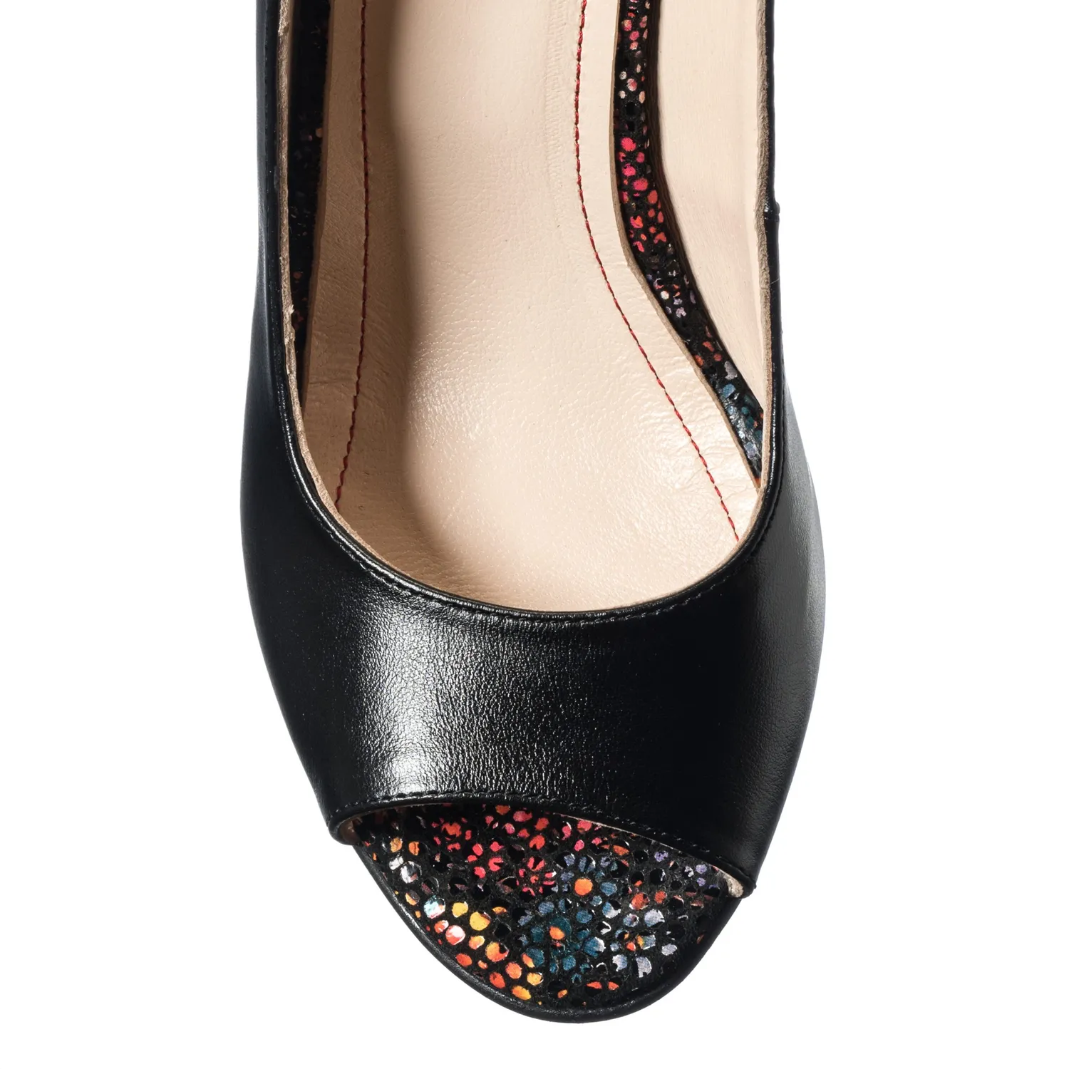 Catinca Shoes E194 NF sandale piele naturala negru flori