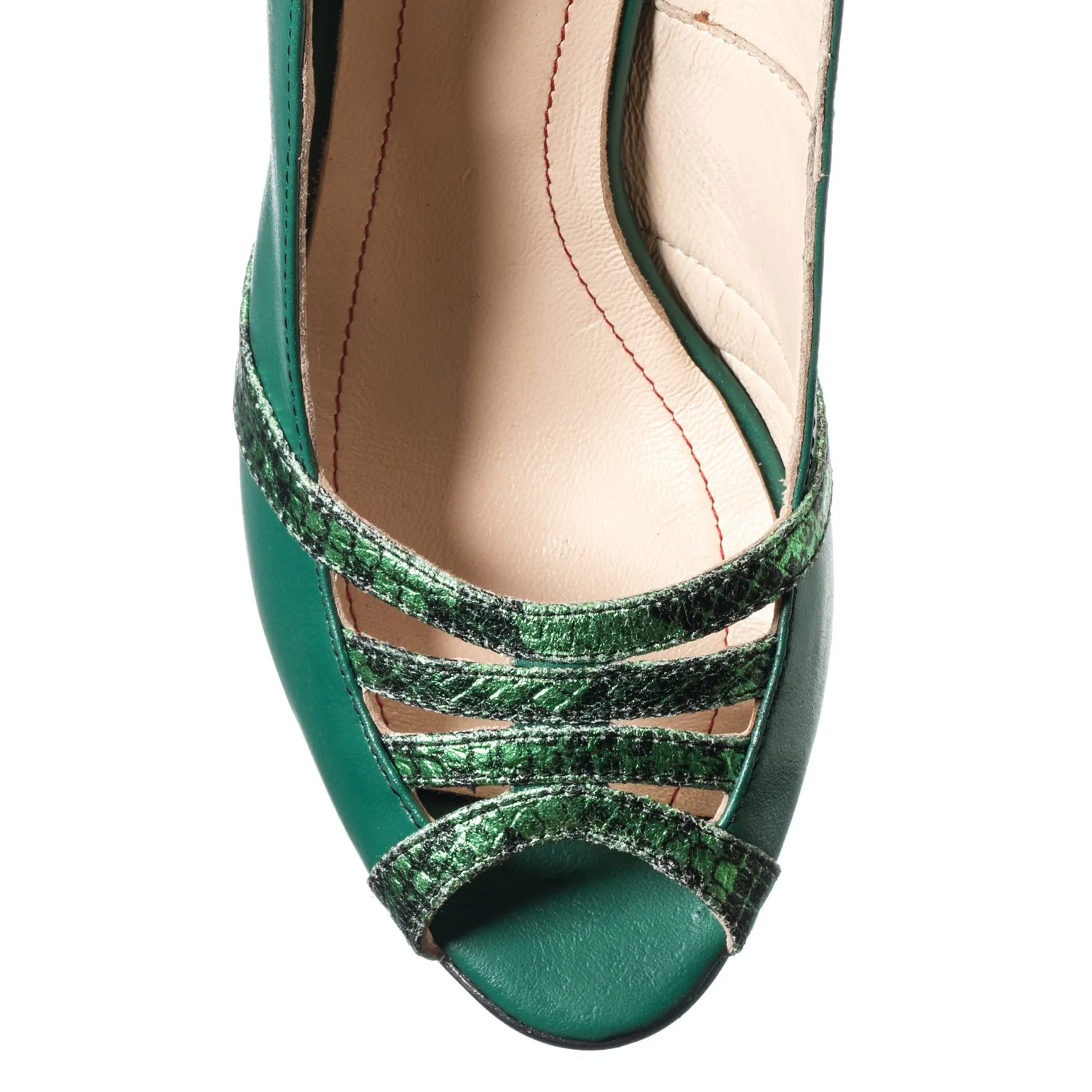 Catinca Shoes 024 VSV sandale dama piele verde sarpe