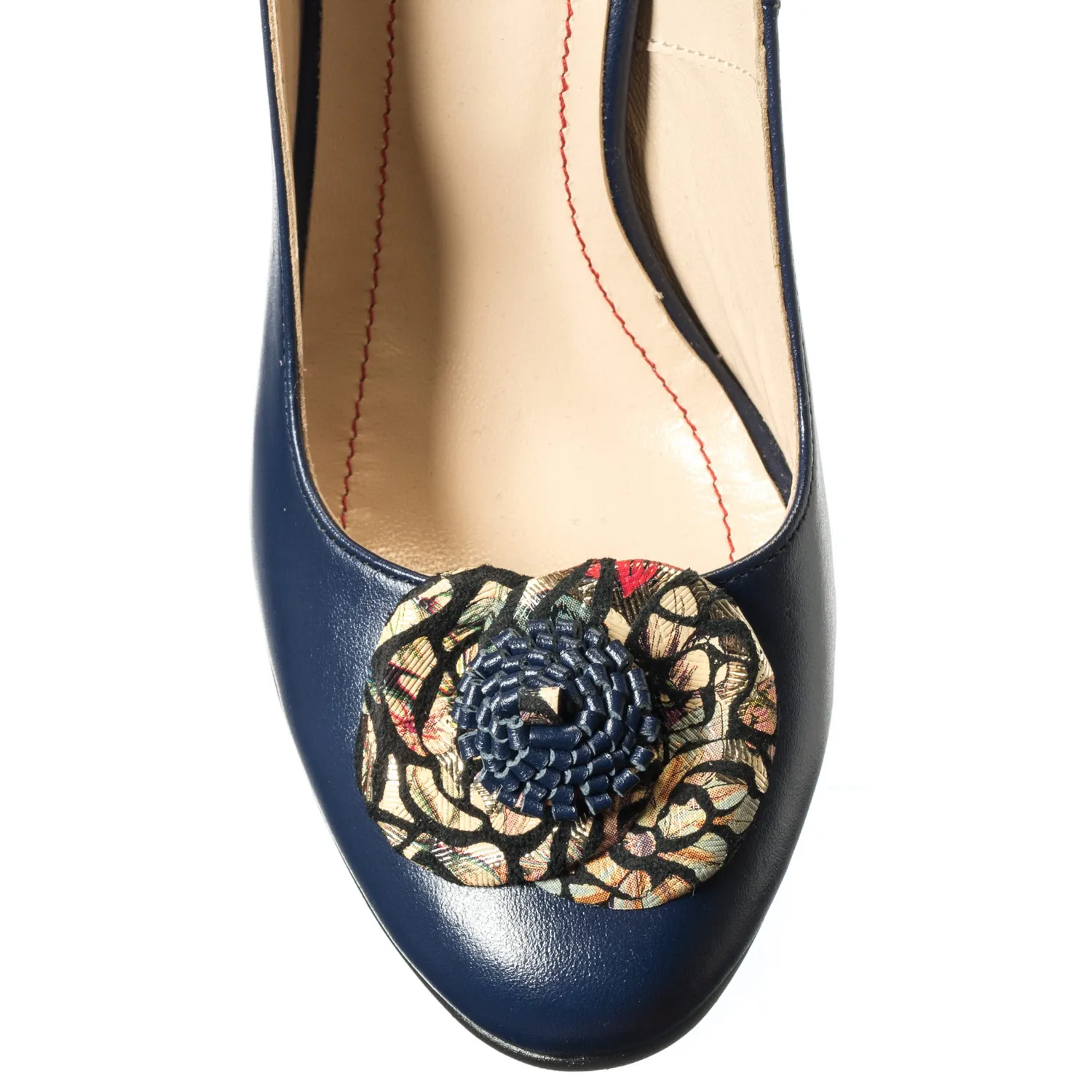 Catinca Shoes F5 BTR sandale dama piele bleumarin flori