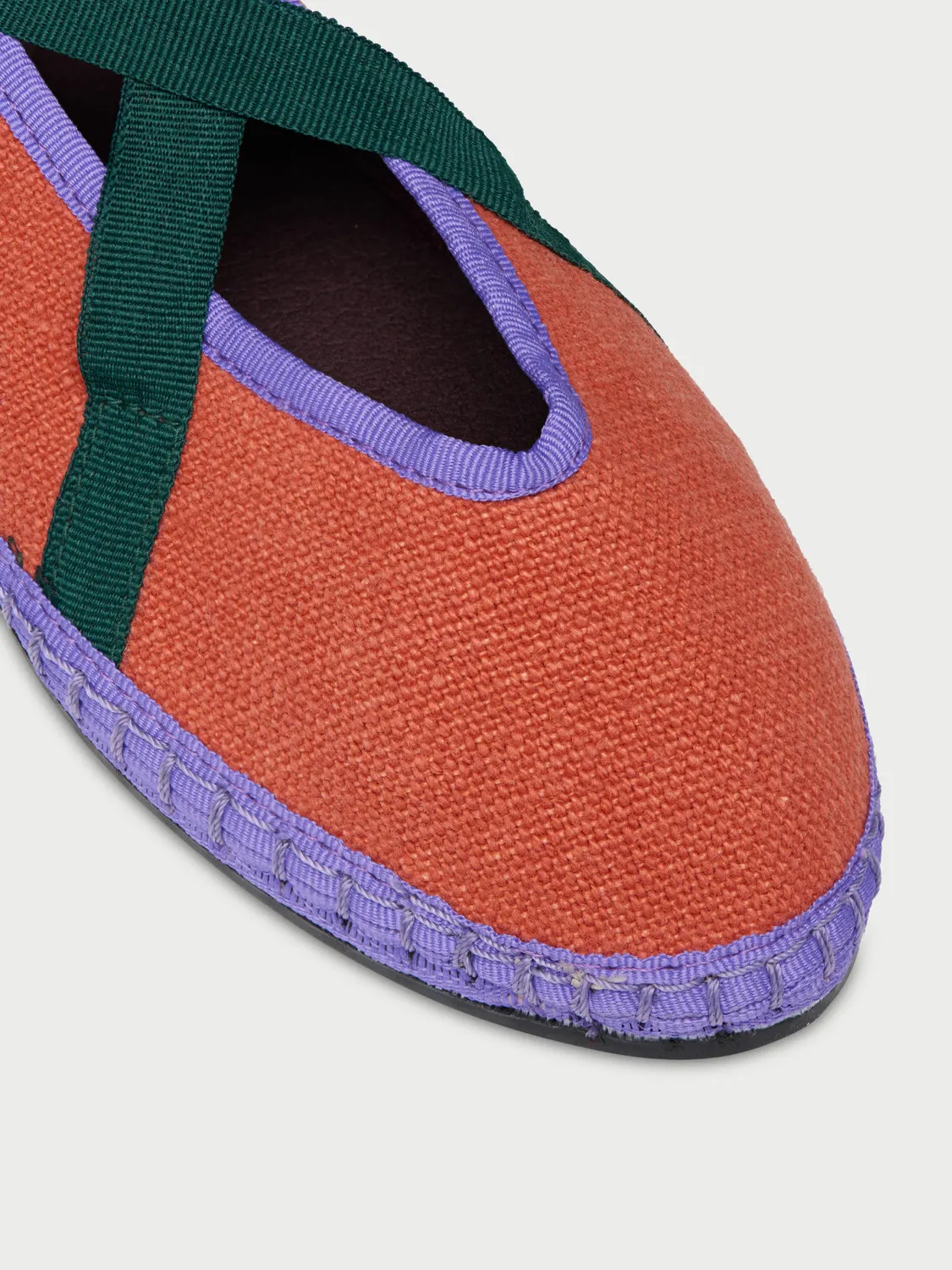 Flagelus Ribbon Linen Teja pantofi portocalii din in