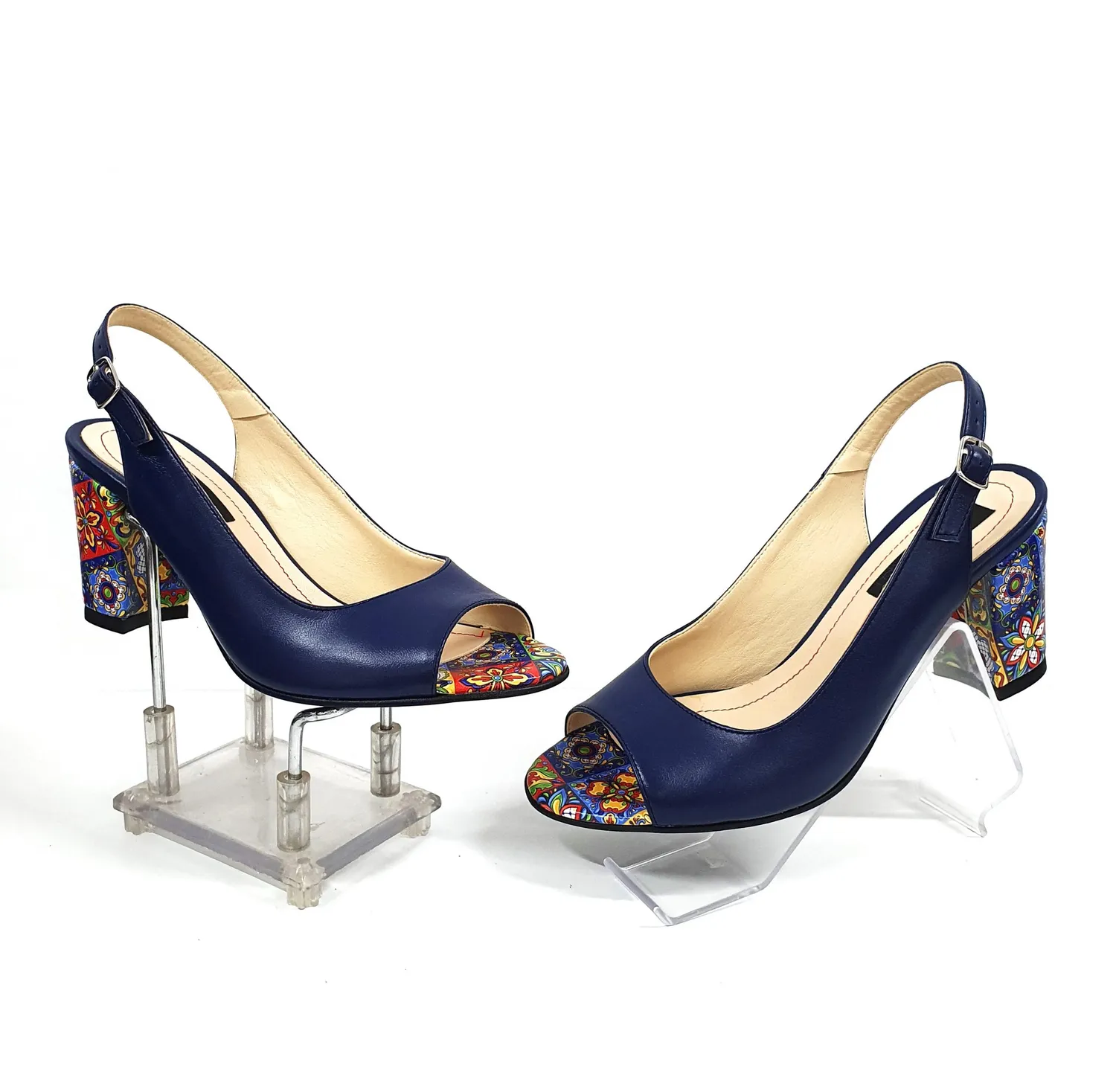 Catinca Shoes S29 AM3D sandale dama albastru mozaic piele