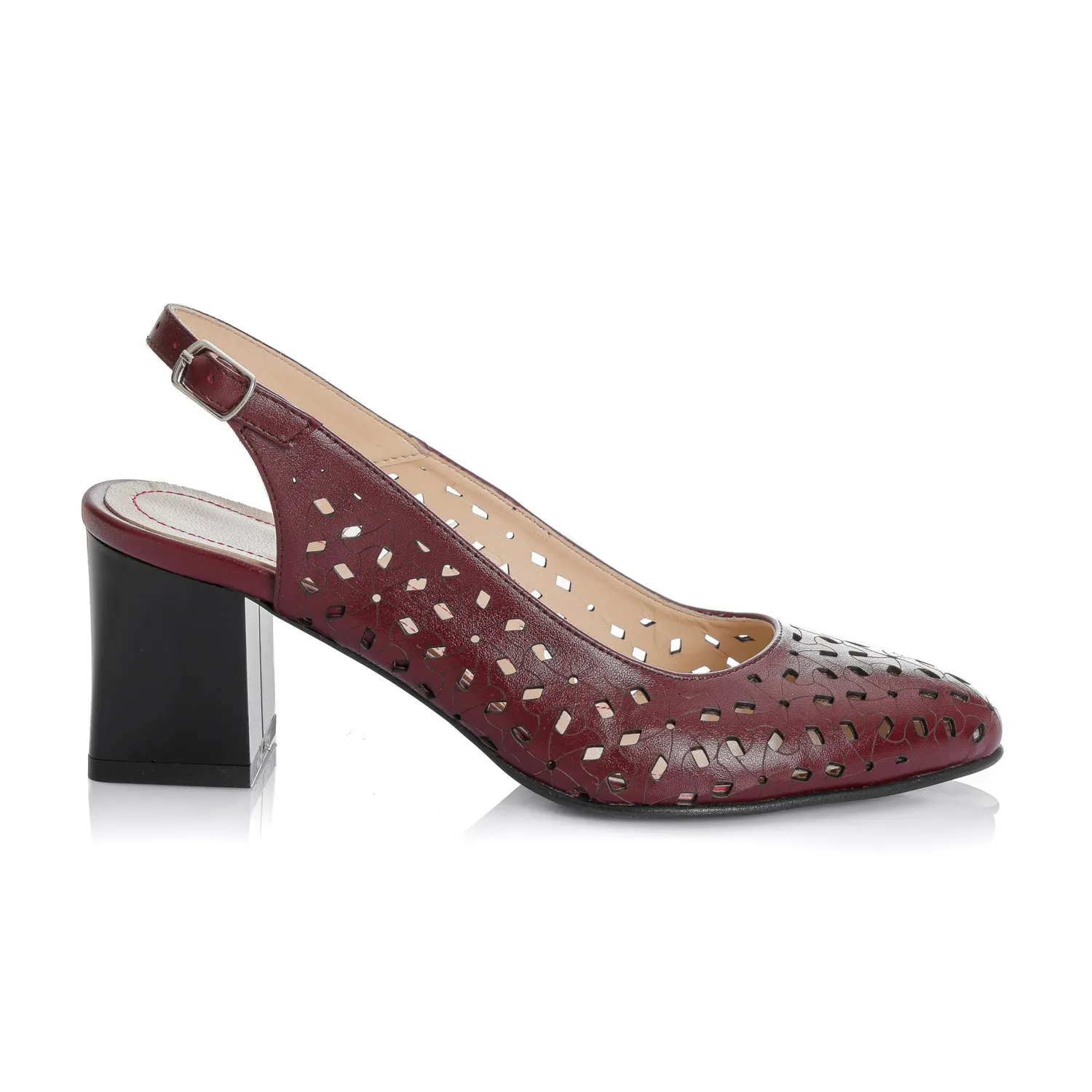 Sandale dama piele naturala Catinca Shoes L728 bordo perforat