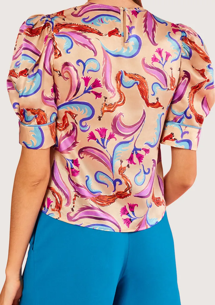 Flagelus Cristobal Golf Nude Blouse bluza matase bej