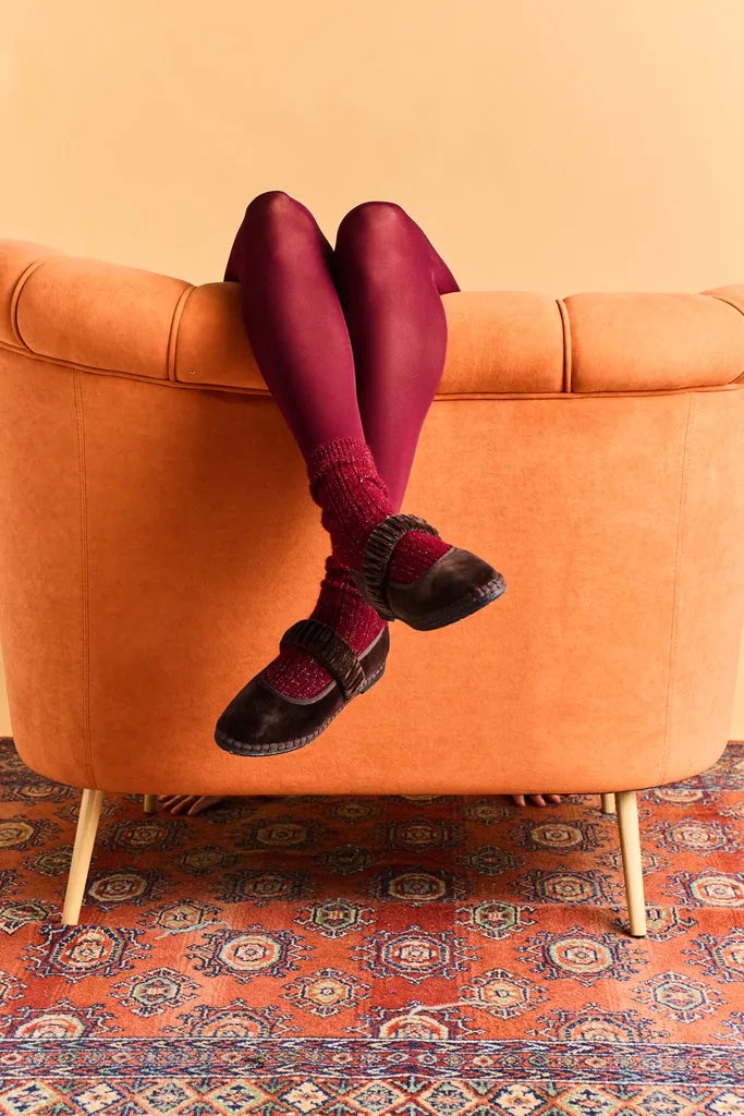 Flagelus Mafalda Truffle pantofi catifea maro siret