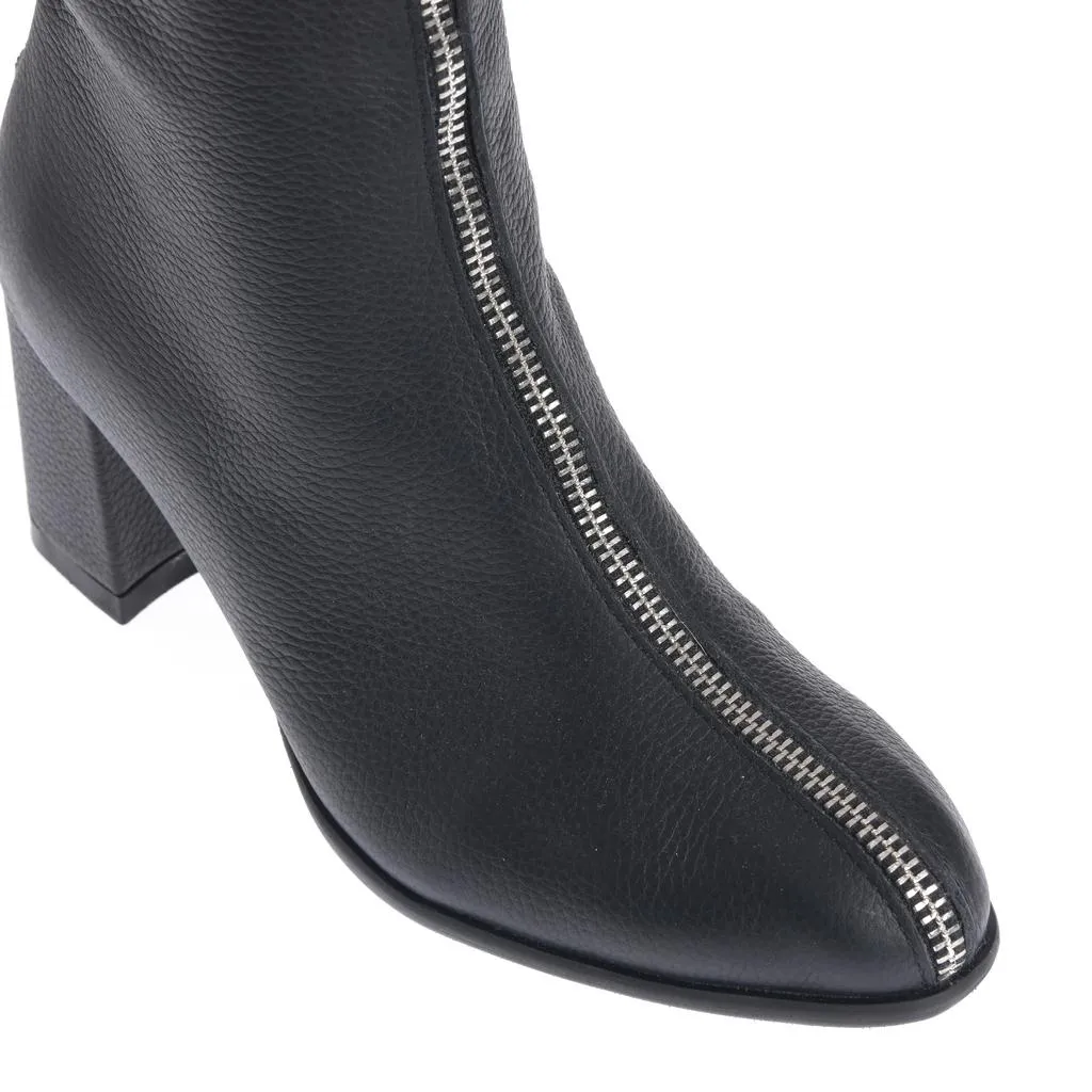 Ana Urbana Shoes Irina cizme negre piele toc gros