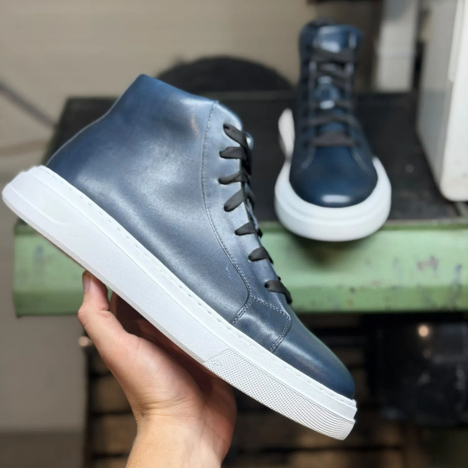 Lucas Shoes 855 A ghete barbati albastru piele naturala