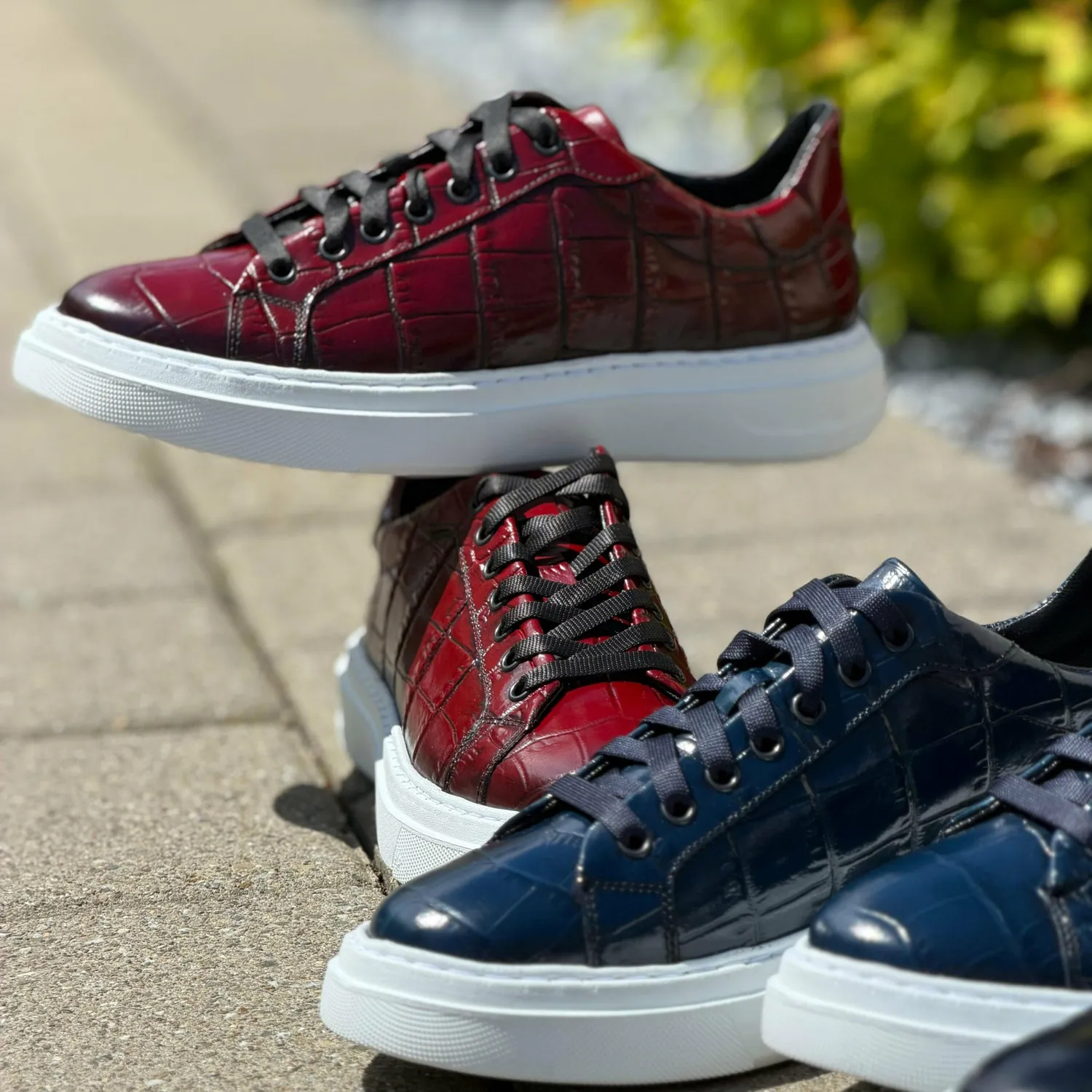 Lucas Shoes Sneaker 510 Chile Croco Mare Blue adidași piele
