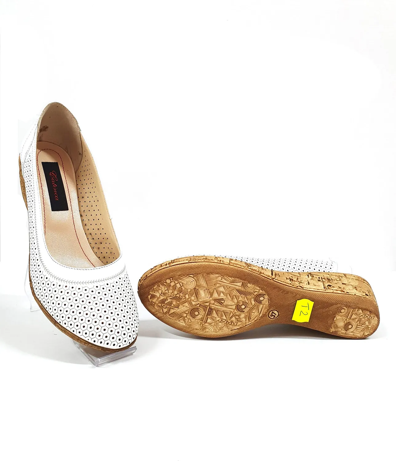 Catinca Shoes T2 A pantofi perforati piele naturala albi