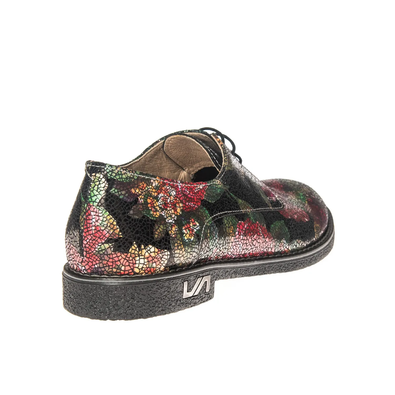 Catinca Shoes G10 NIF pantofi piele negru imprimeu flori