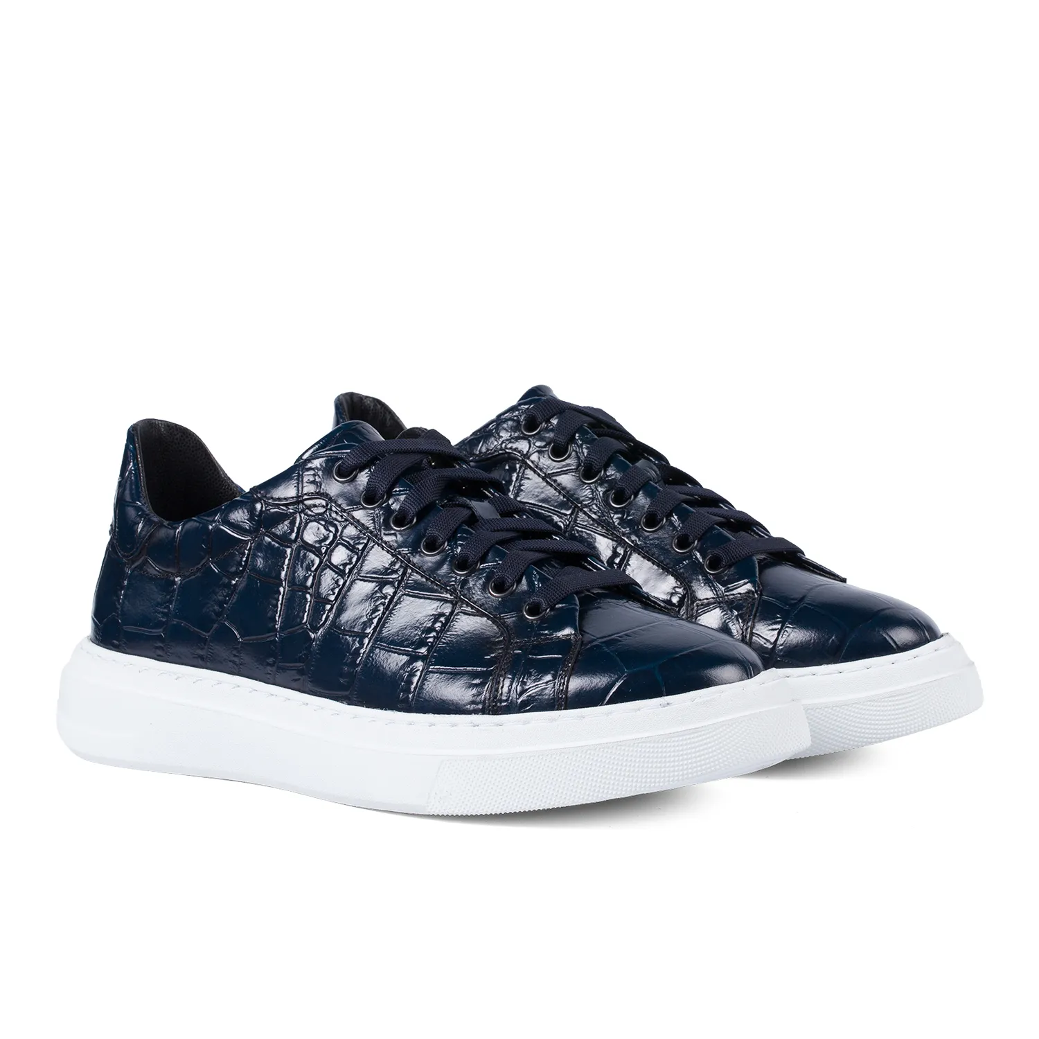Lucas Shoes Sneaker 510 Chile Croco Mare Blue adidași piele