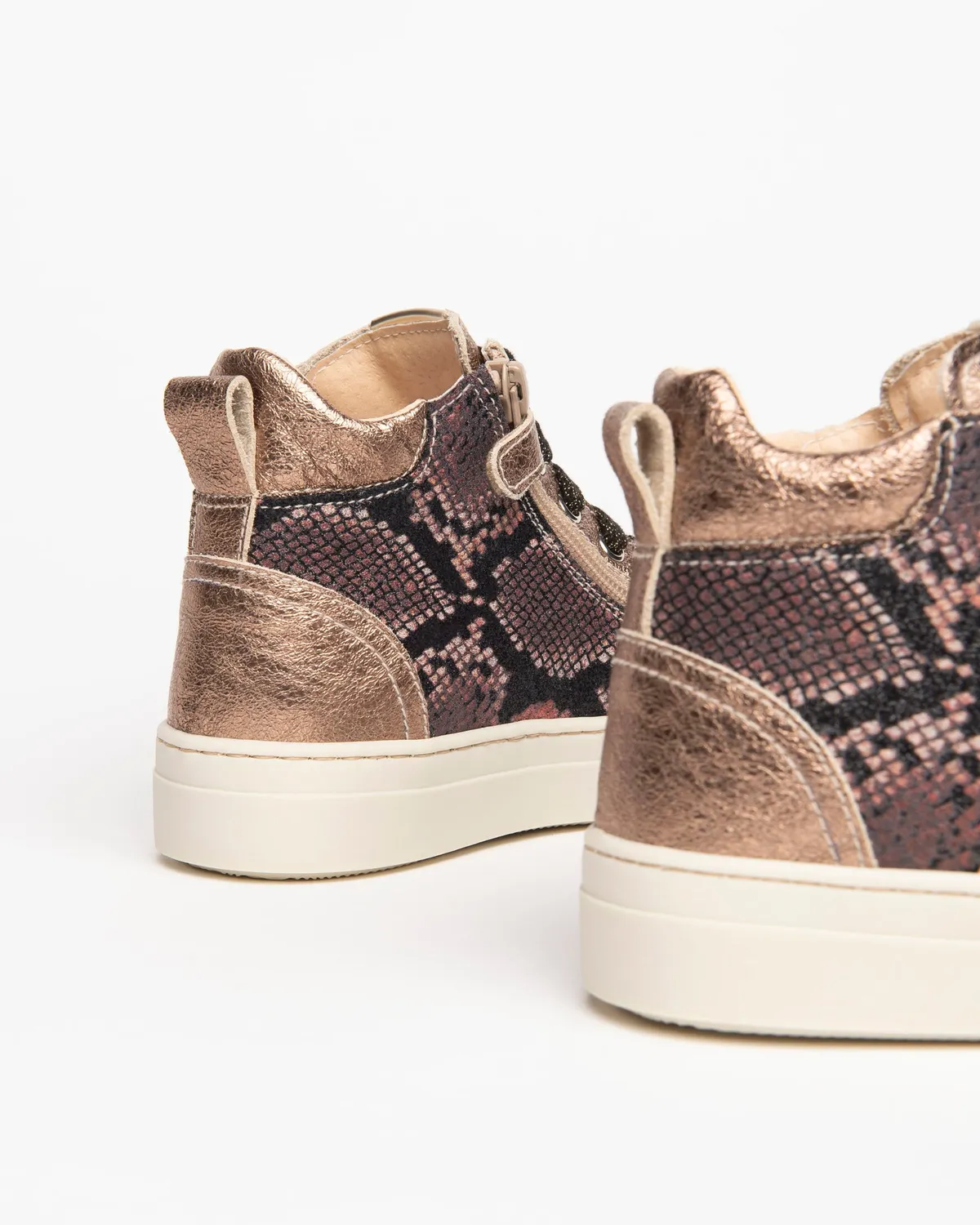 NeroGiardini sneakers fete piele animal print cu fermoar