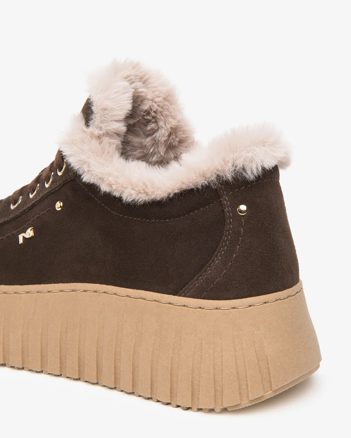 Sneakers NeroGiardini piele intoarsa dama platforma 5 cm
