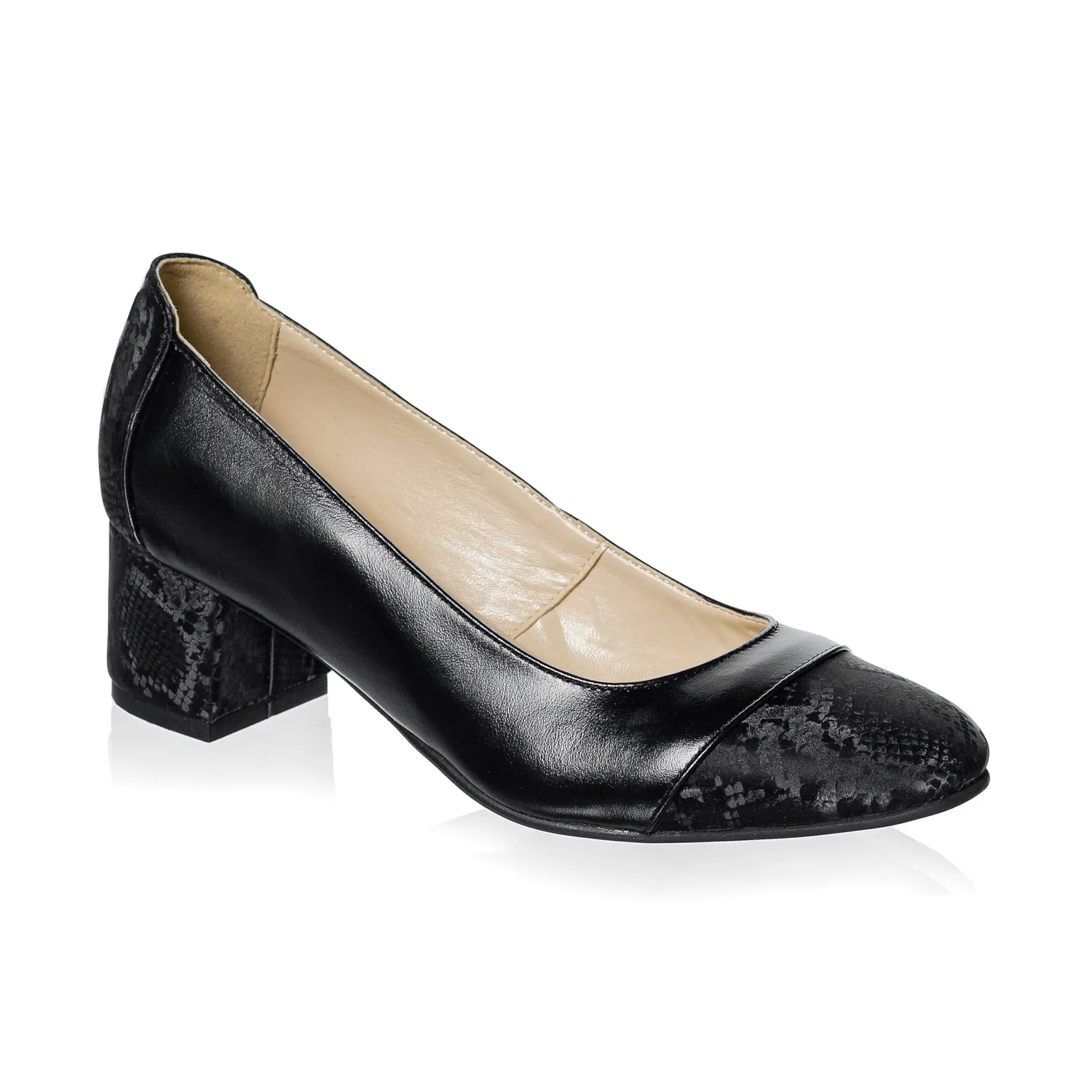 Catinca Shoes A8 NBSA pantofi dama piele negru box sarpe