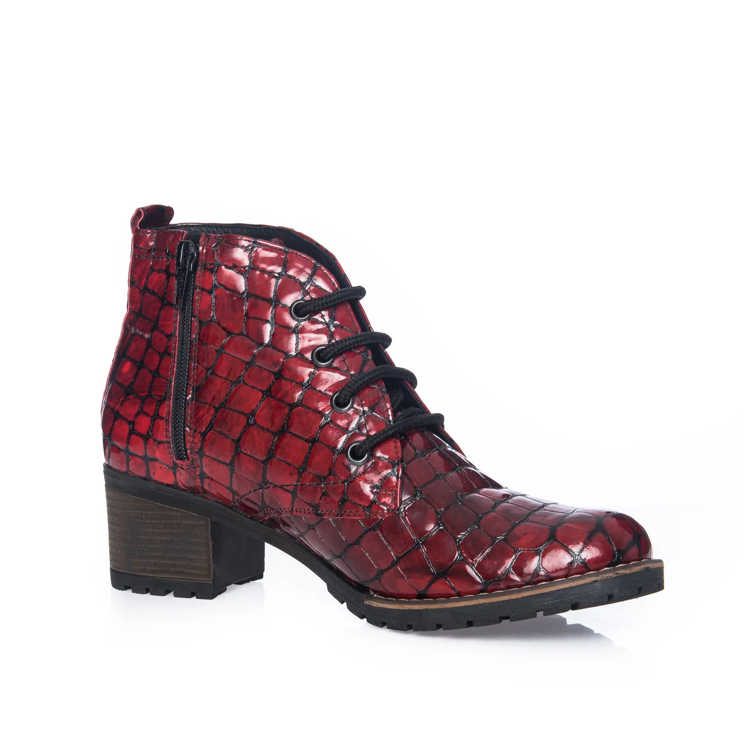 Catinca Shoes BC16 RC ghete dama rosu croco piele