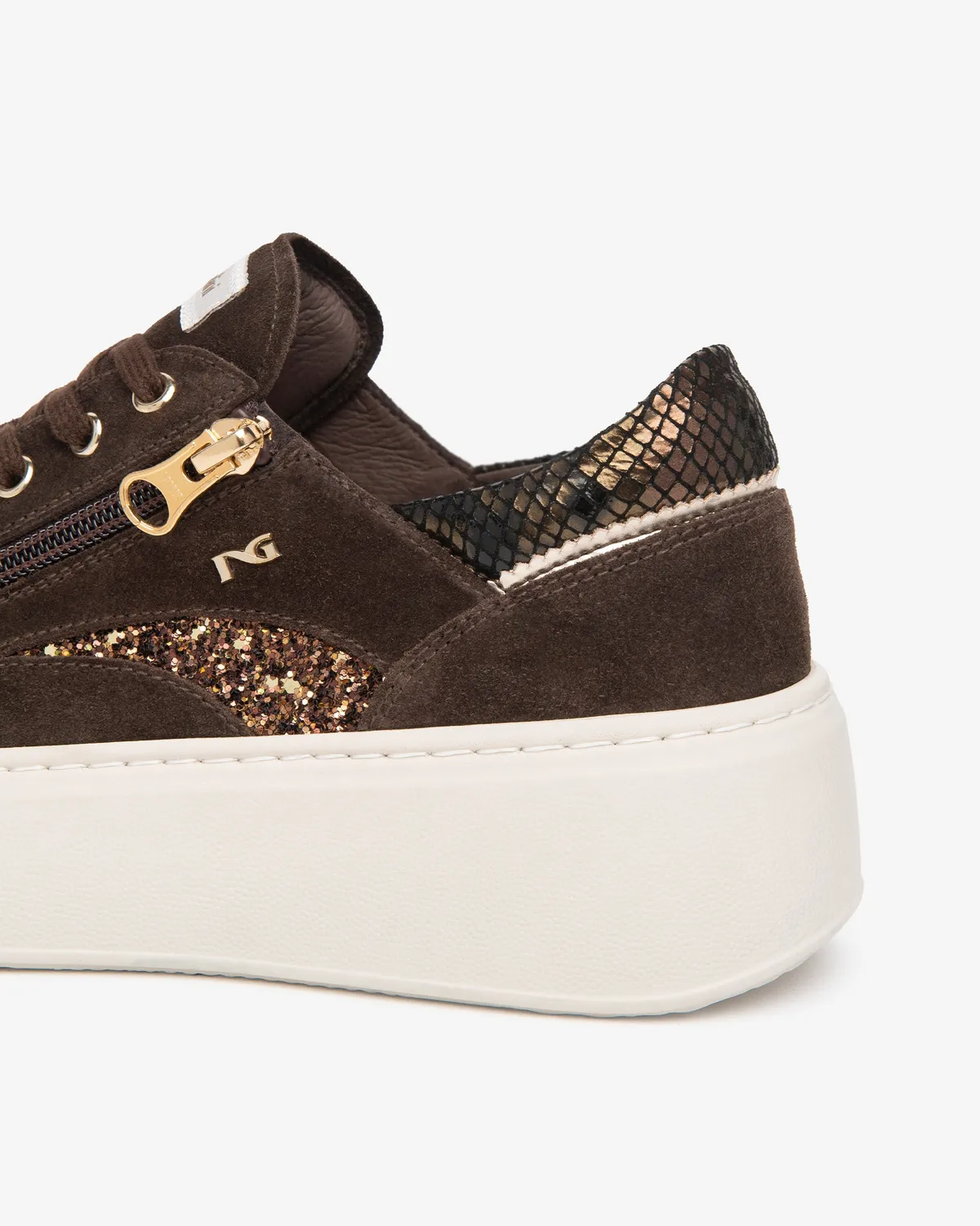 NeroGiardini sneakers platformă damă piele sclipici 5 cm
