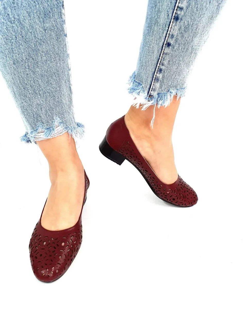 Catinca Shoes T10 BO pantofi dama bordo perforati piele