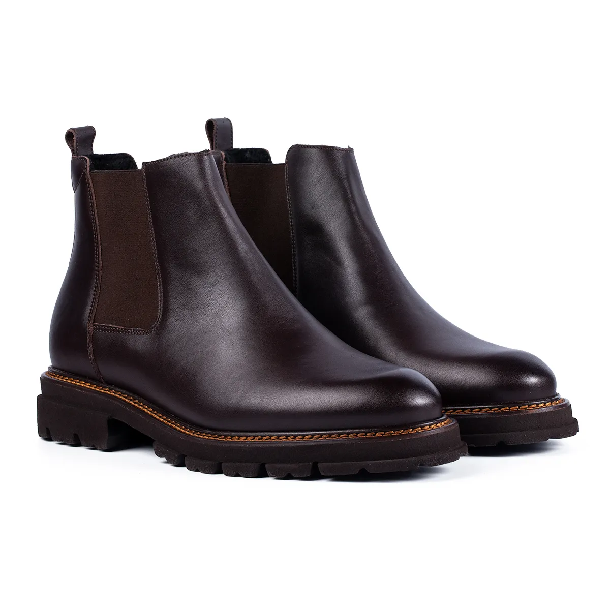 Lucas Shoes Chelsea ghete maro piele naturală