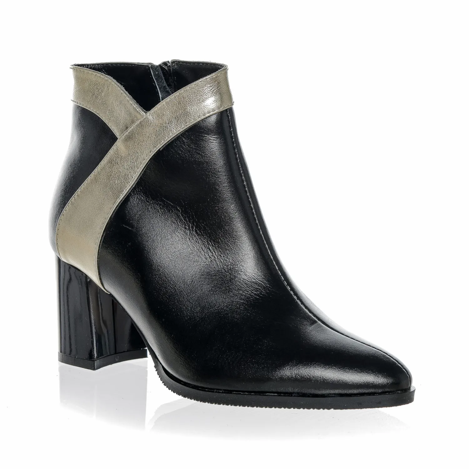 Catinca Shoes GX44 NAU ghete dama piele negru box auriu