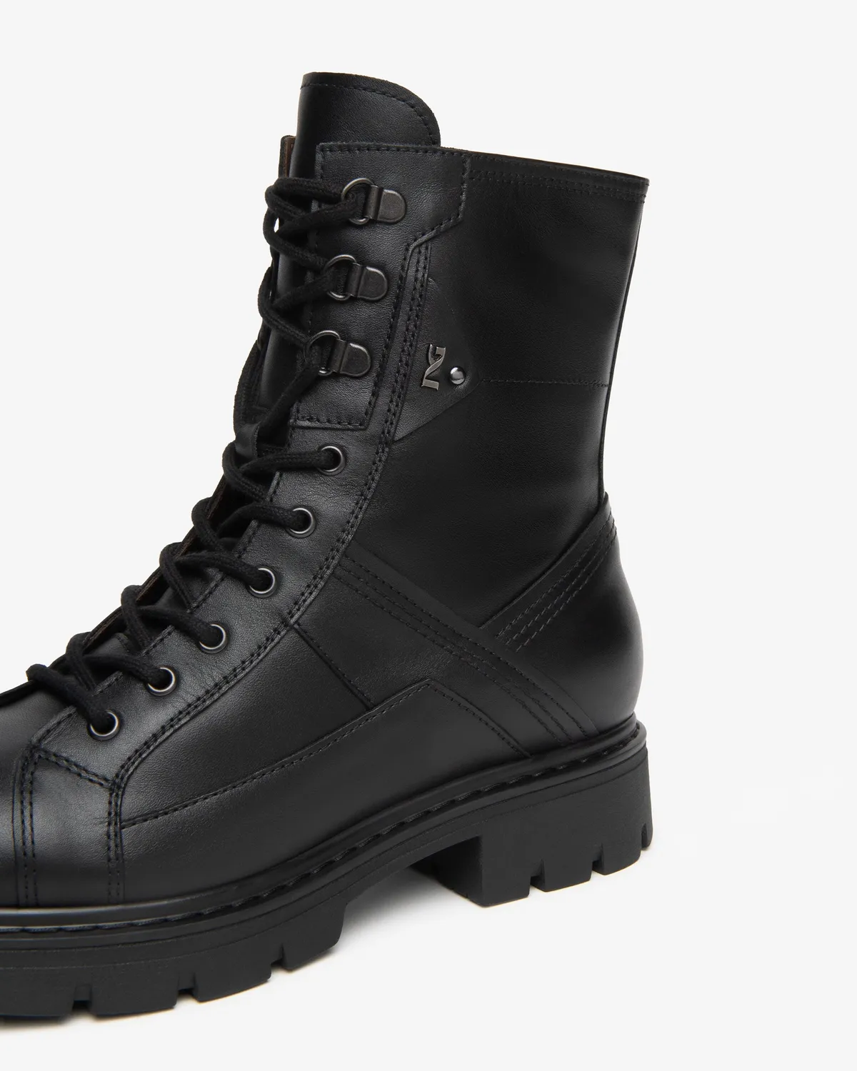 NeroGiardini ghete combat piele damă toc 30mm