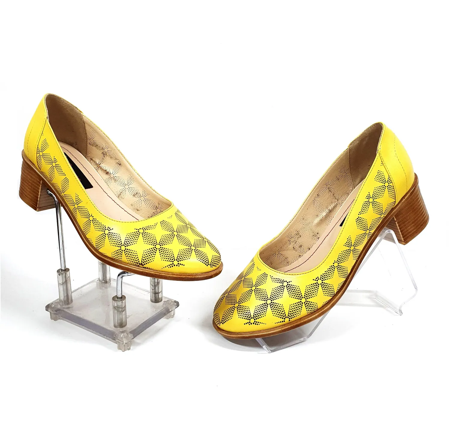 Catinca Shoes T13 G pantofi piele galben perforat