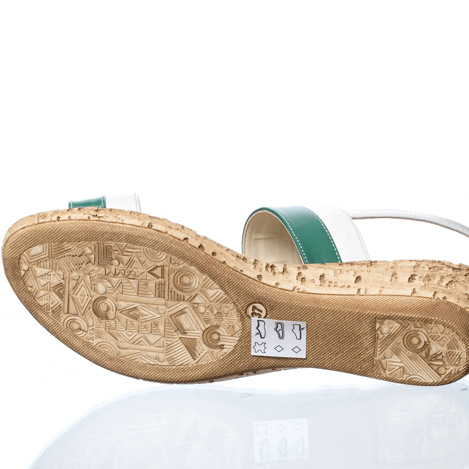 Sandale damă Catinca Shoes E8 AV albe-verzi piele naturală