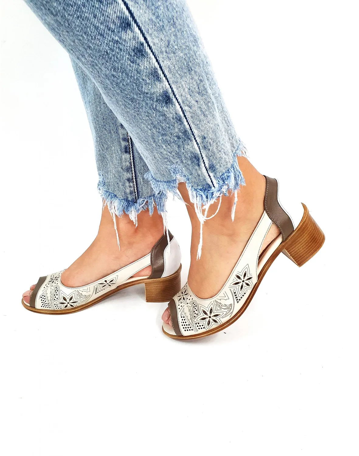 Catinca Shoes T1 BSG sandale damă piele bej-gri