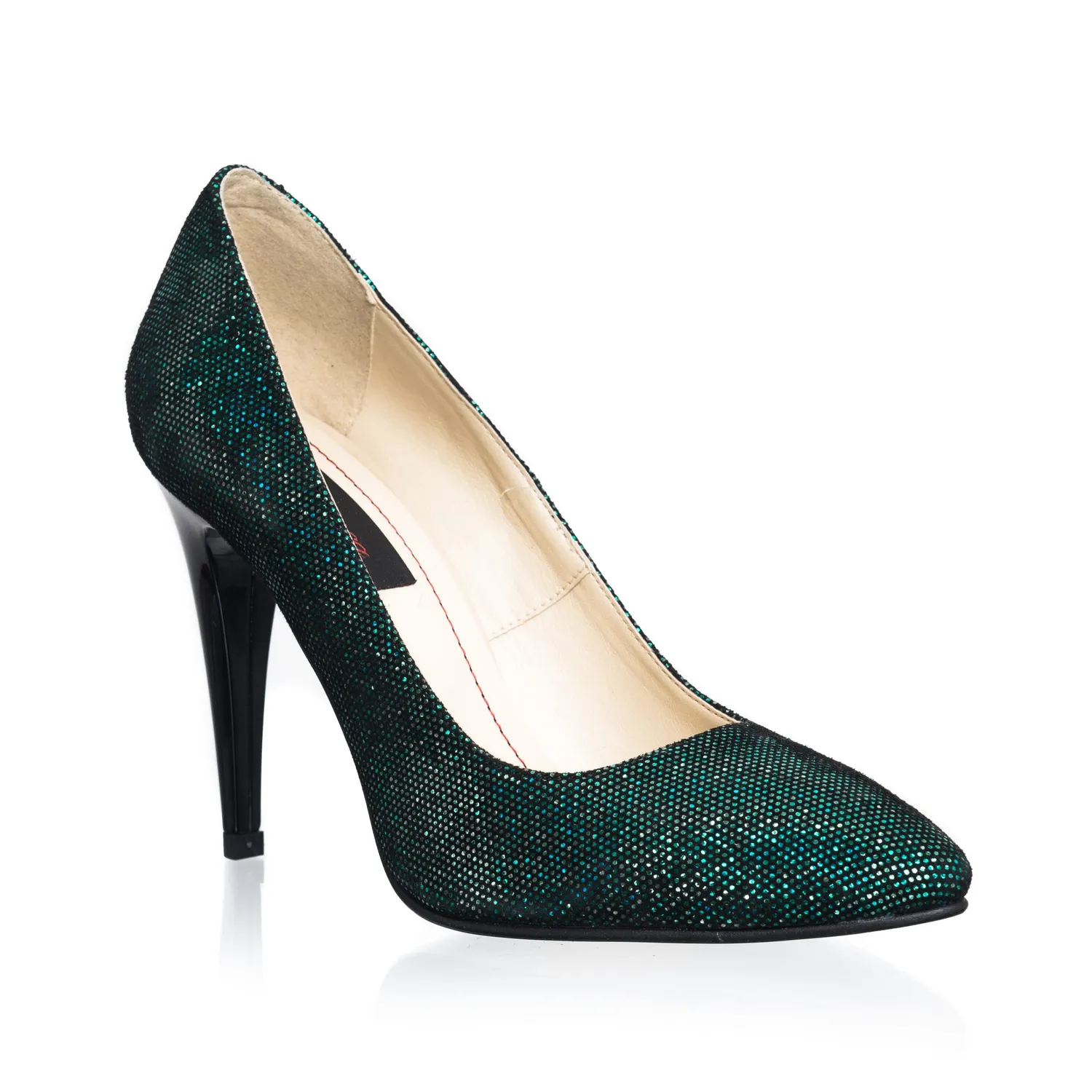 Catinca Shoes 2691 VSC pantofi stiletto piele verde sclipici
