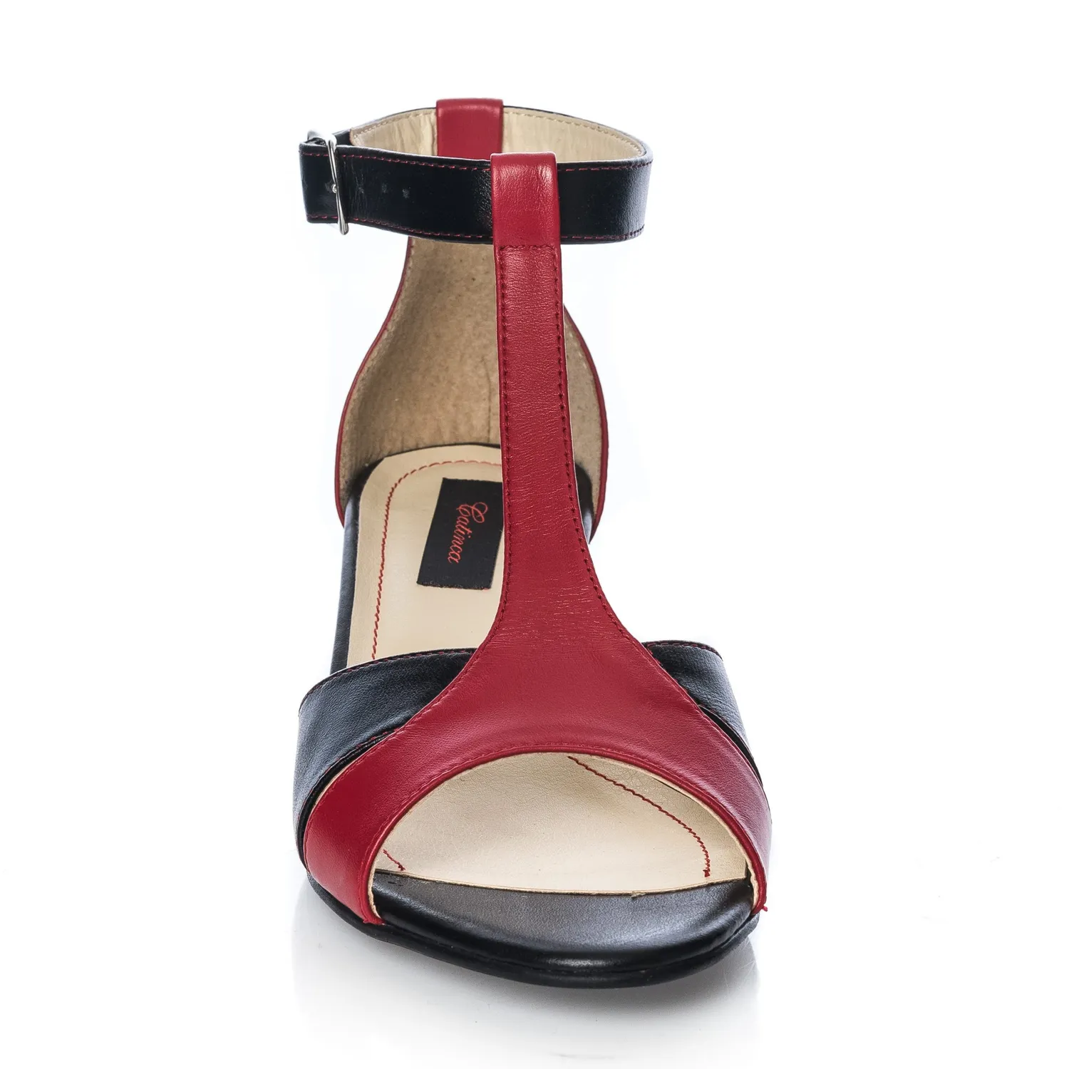 Catinca Shoes S1 Rosu Negru sandale dama piele naturala