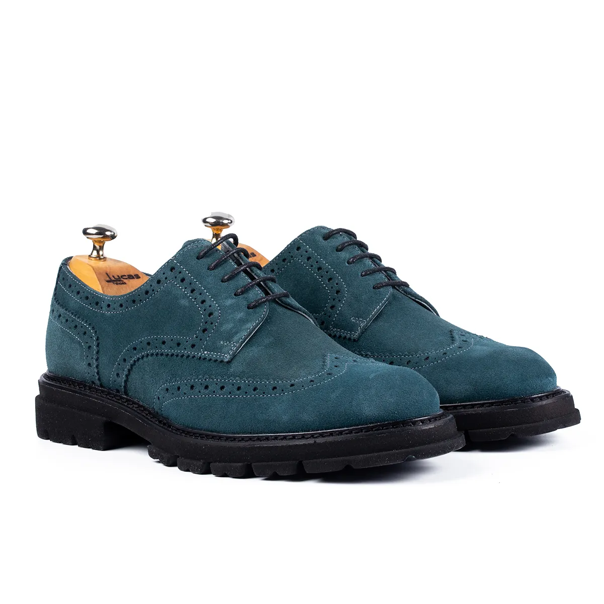 Lucas Shoes Elegant 550 pantofi piele turcoaz velur