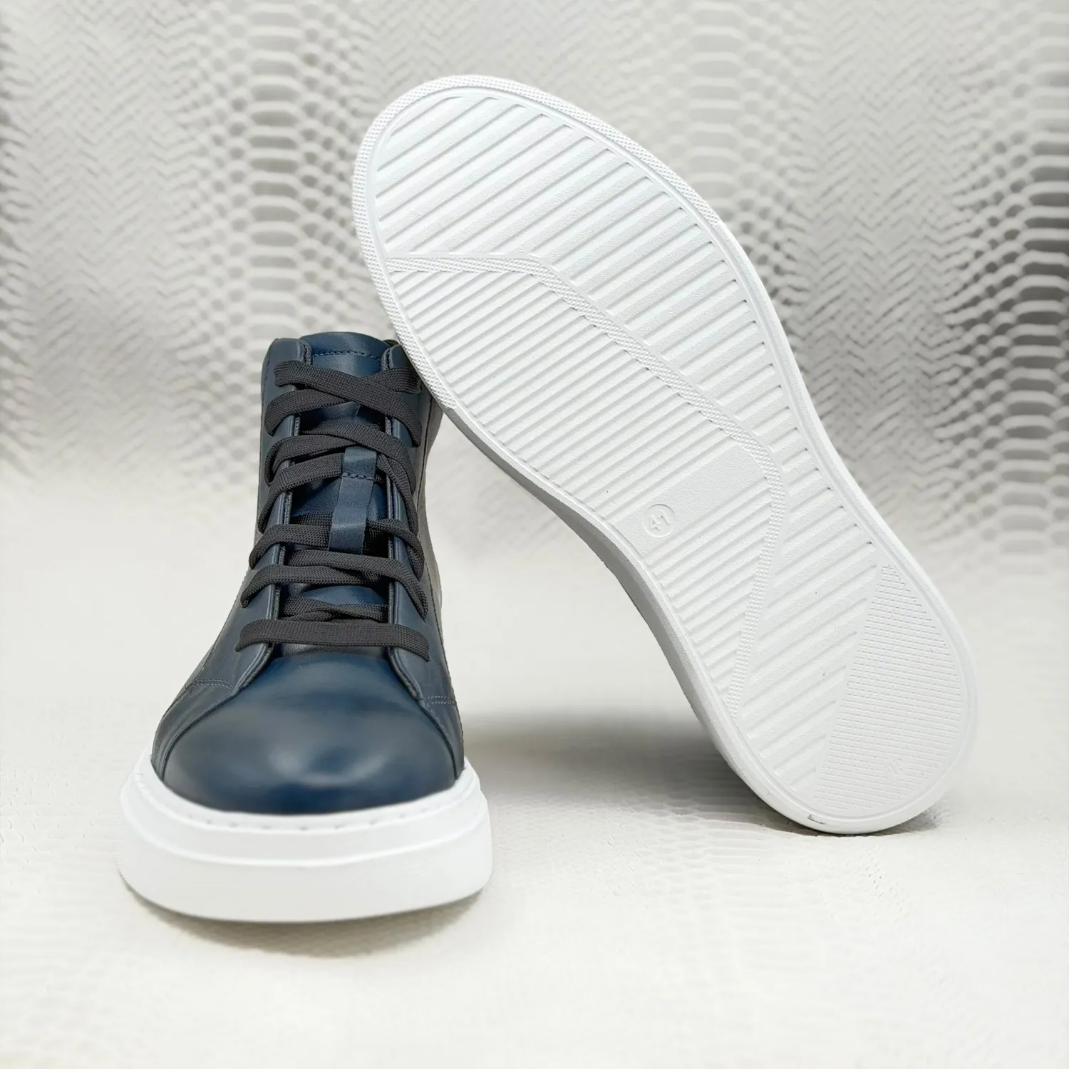Lucas Shoes 855 A ghete barbati albastru piele naturala