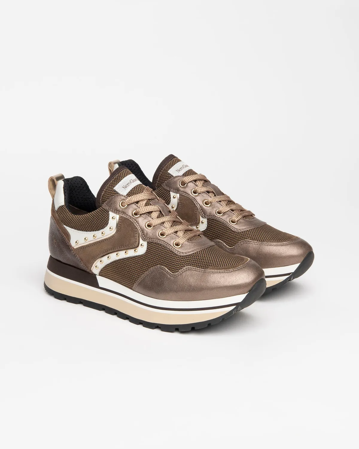 NeroGiardini sneakers dama piele cu talpa 4 cm