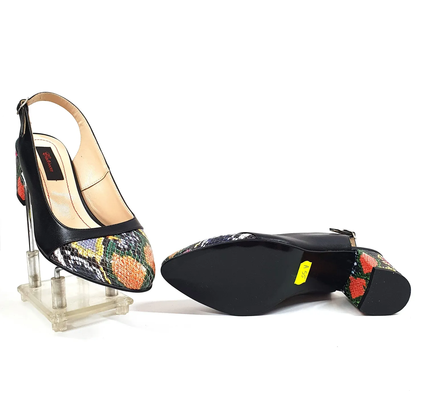 Catinca Shoes A55 NSR sandale dama piele negru rosu