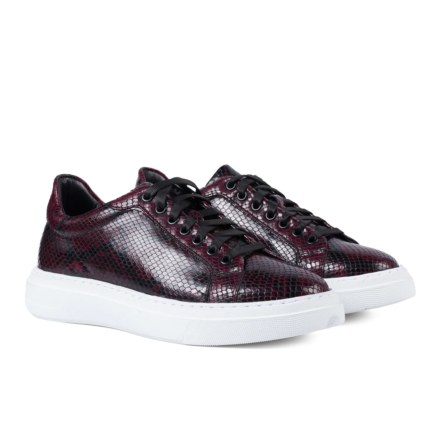 Lucas Shoes 510 Chile Snake sneakers bordo piele naturala