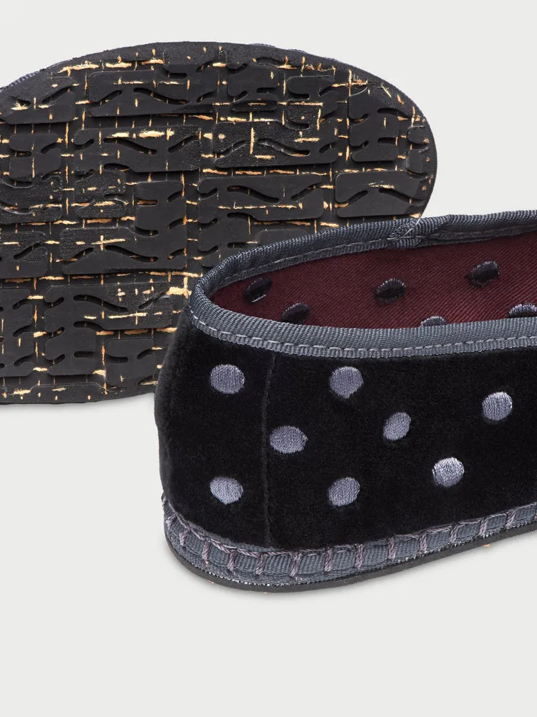 Flagelus Silver Dots pantofi mary jane negri catifea