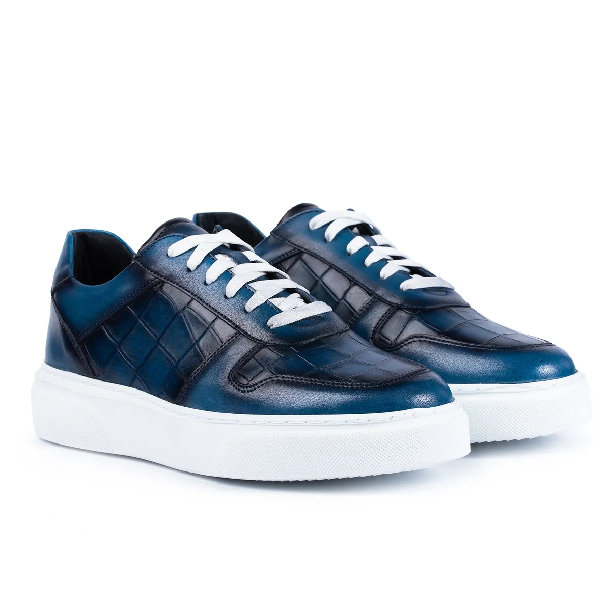 Lucas Shoes 003 sneakers azzuro piele naturală
