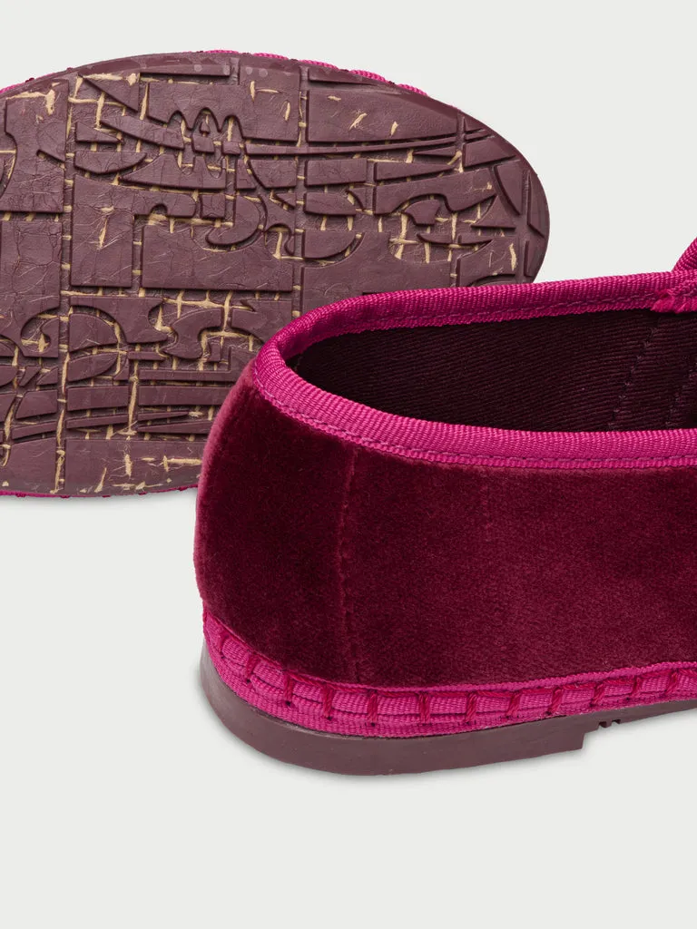 Flagelus Claire Burgundy pantofi Mary Jane velur bordo